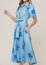 Load image into Gallery viewer, Blue Floral Midi Dress
