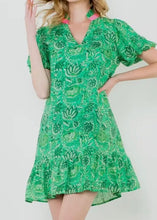 Load image into Gallery viewer, Green Floral Notch Neck Dress
