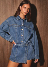 Load image into Gallery viewer, Long Sleeve Denim Skort Romper
