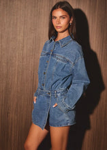 Load image into Gallery viewer, Long Sleeve Denim Skort Romper
