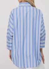 Load image into Gallery viewer, Blue Striped Stand Collar Top
