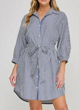 Load image into Gallery viewer, Blue Striped Shirt Dress
