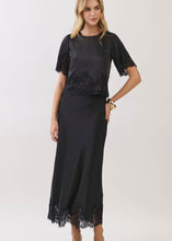 Load image into Gallery viewer, Lace Trim Satin Maxi Skirt
