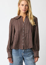 Load image into Gallery viewer, Lace Trim Plaid Blouse
