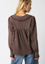 Load image into Gallery viewer, Lace Trim Plaid Blouse
