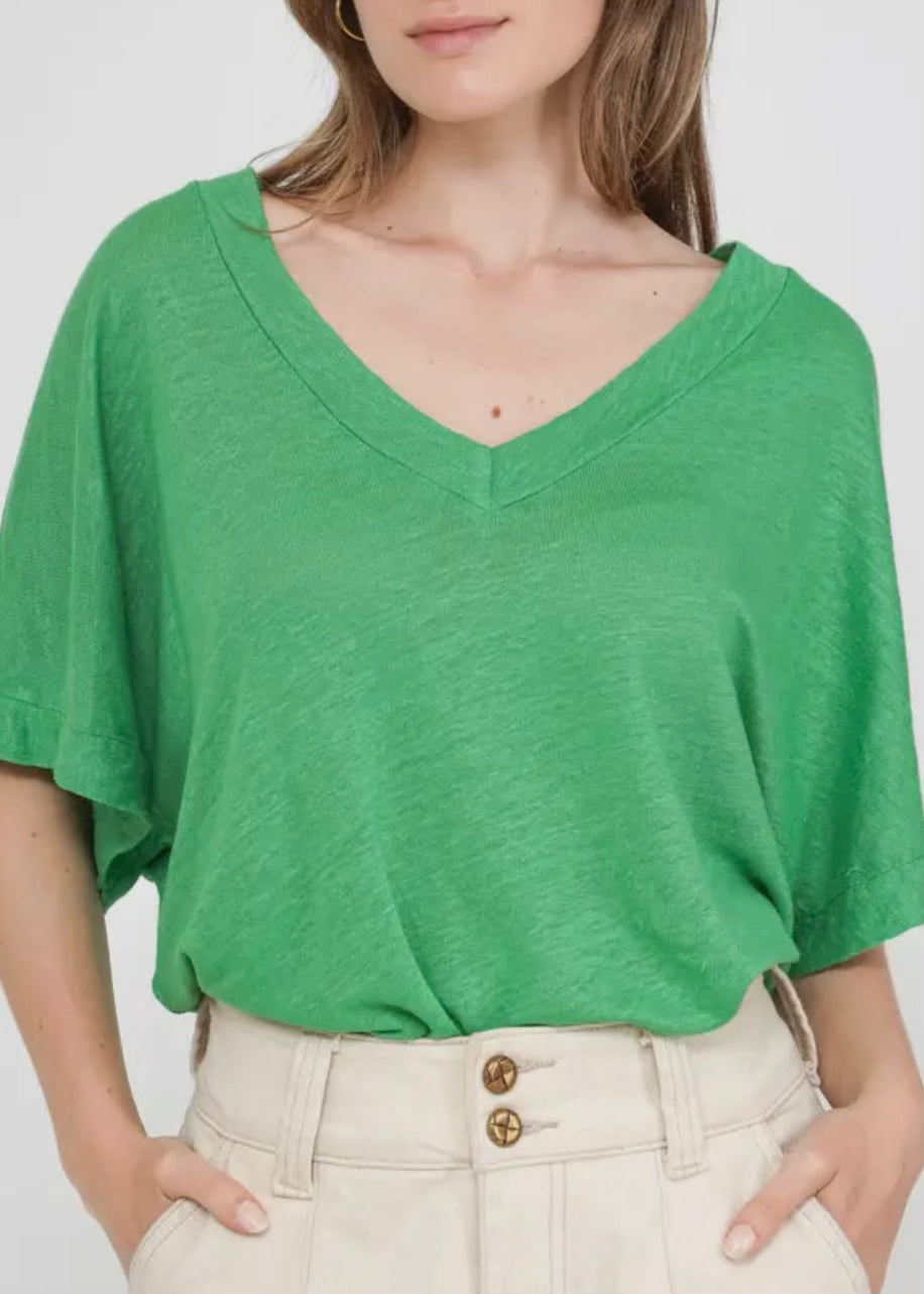 Green Linen Top