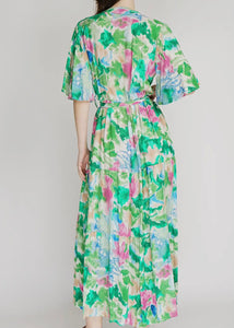 Green Belted Print Dress