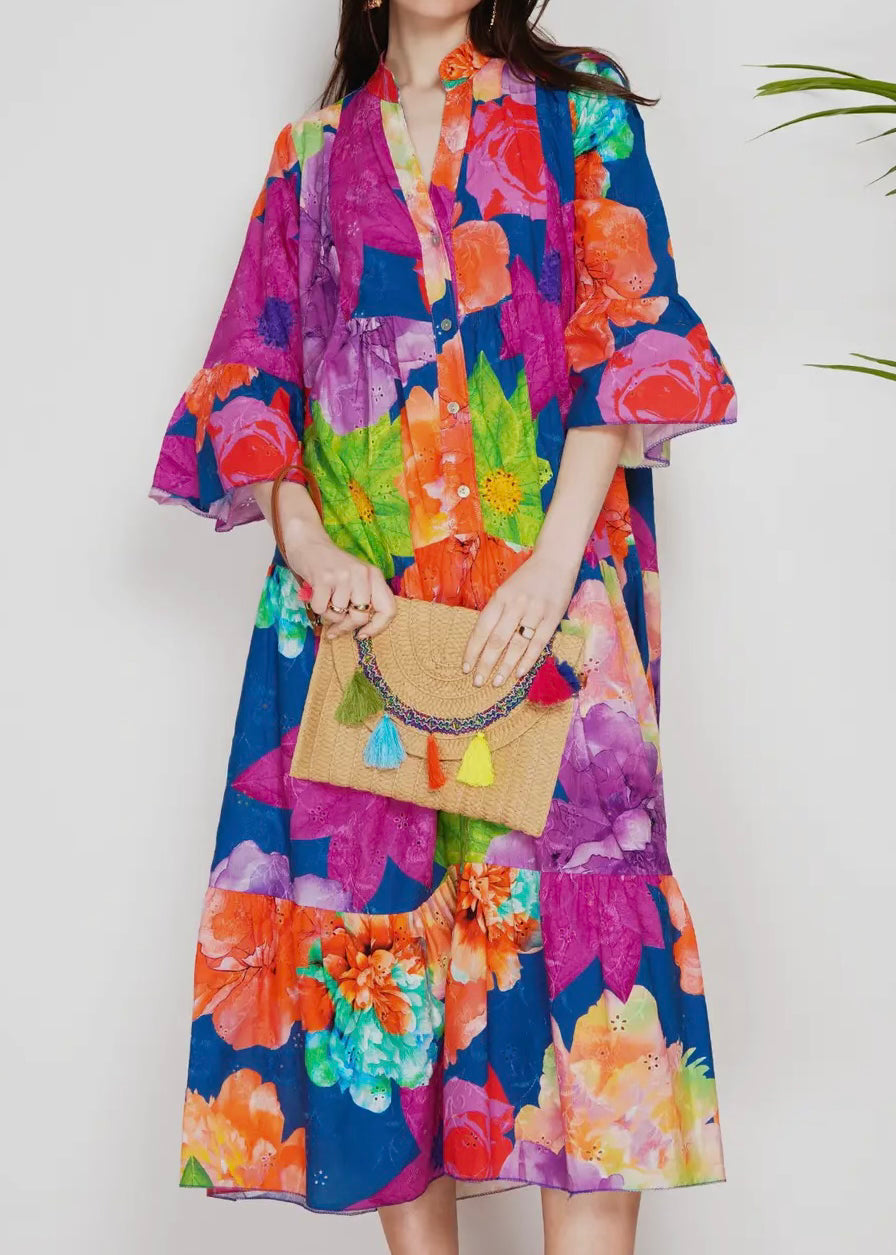 Embroidered Eyelet Print Dress
