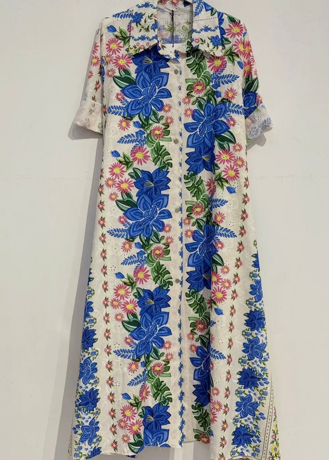 Royal Blue Eyelet Embroidered Dress