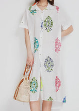 Load image into Gallery viewer, Long Embroidered Cotton Shirt Dress
