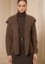 Load image into Gallery viewer, Brown Collar Turtleneck Cable Knit Sweater
