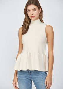 Mock Neck Peplum Sweater Tank