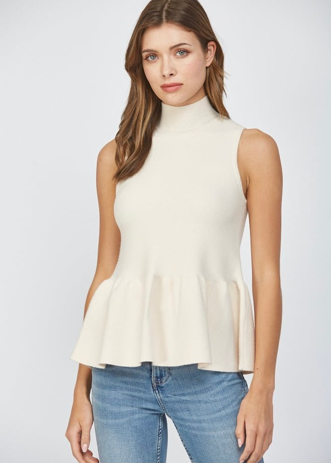 Mock Neck Peplum Sweater Tank