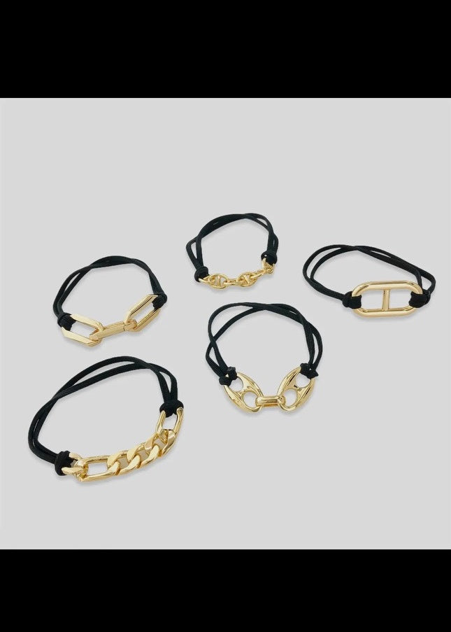 Black Hair Tie Bracelet Set