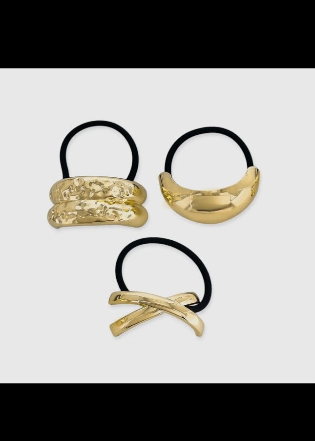 Black Statement Hair Tie Cuff Set