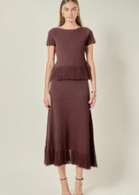 Load image into Gallery viewer, Fringe Detailed Knit A Line Midi Skirt
