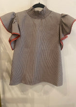 Load image into Gallery viewer, Flutter Sleeve Houndstooth Pattern Top
