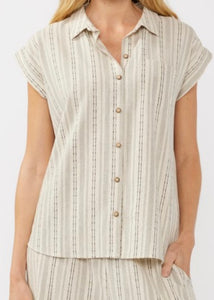 Black Ticking Stripe Camp Shirt