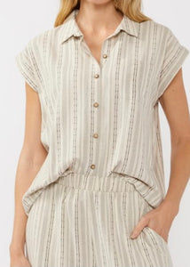 Black Ticking Stripe Camp Shirt