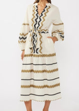 Load image into Gallery viewer, Blouson Sleeve Tiered Tie Waist Maxi Dress
