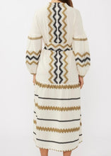Load image into Gallery viewer, Blouson Sleeve Tiered Tie Waist Maxi Dress
