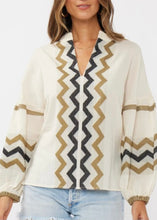 Load image into Gallery viewer, Cotton Jaquard Split Neck Blouse

