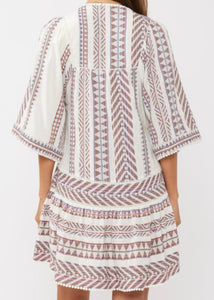 Stripe Jaquard Pom-Pom Lace Mini Dress