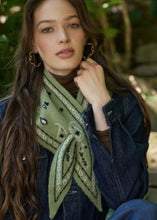 Load image into Gallery viewer, Olive Paisley Pull Through Triangle Scarf
