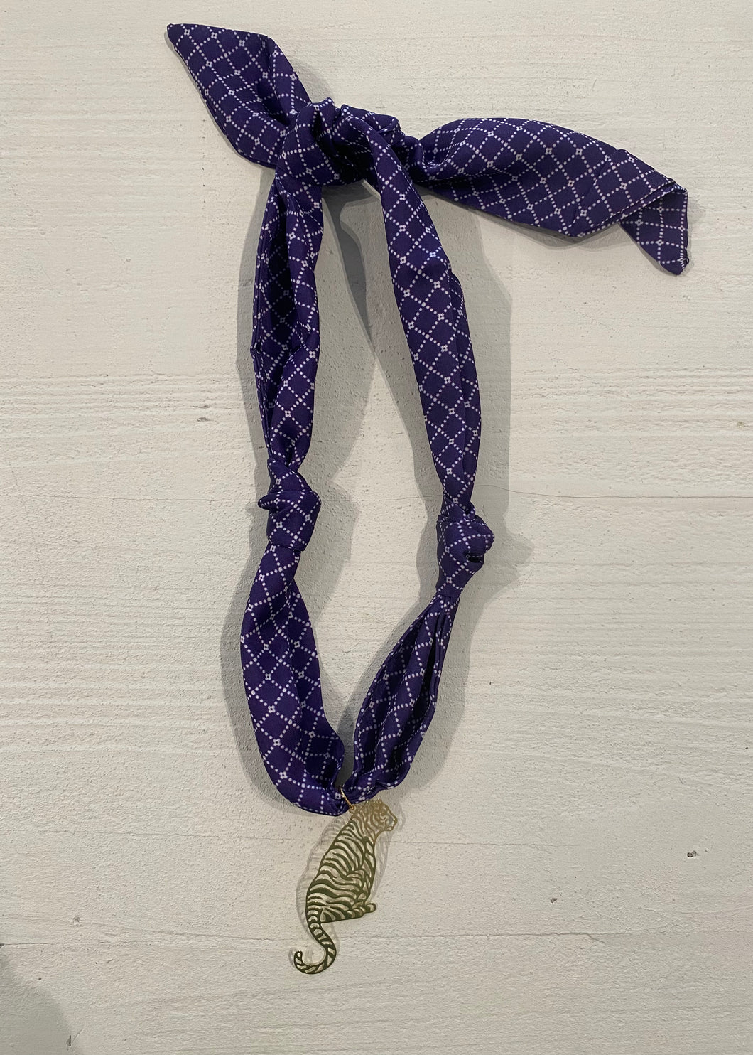 Purple Scarf Tiger Charm Necklace