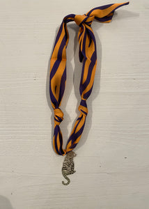 Yellow & Gold Scarf Tiger Charm Necklace