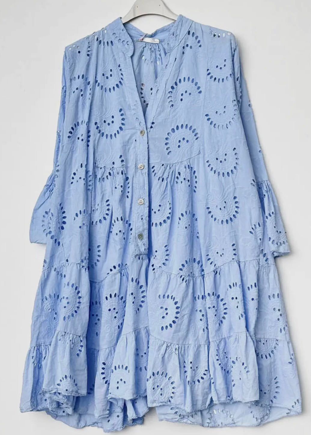 Blue Embroidered Mini Dress