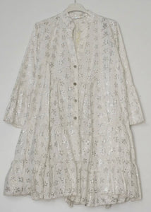 Metallic Embroidered Mini Dress