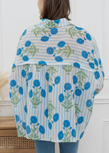 Load image into Gallery viewer, Striped Floral Cotton Voile Button Down Top
