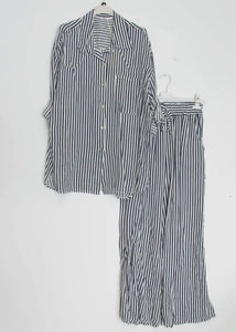 Navy Striped Linen Pants
