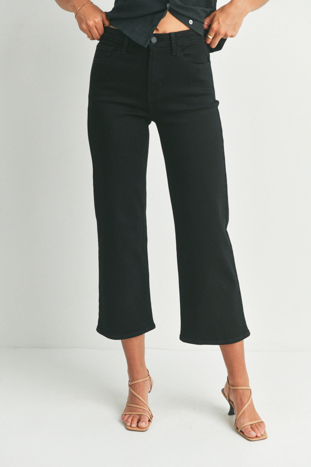 Black Slim Wide Leg Jean