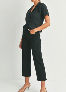 Black Slim Wide Leg Jean