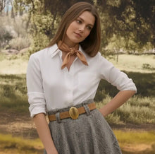Load image into Gallery viewer, Caramel Suede Belt With Oval Buckle
