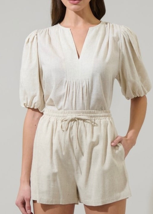 Natural Pleated Top