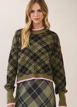 Load image into Gallery viewer, Plaid Contrast Trim Knit Sweater

