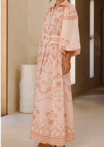 Printed Puff Sleeve Shirt Dress