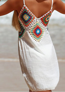 White Crochet Detail Coverup Dress