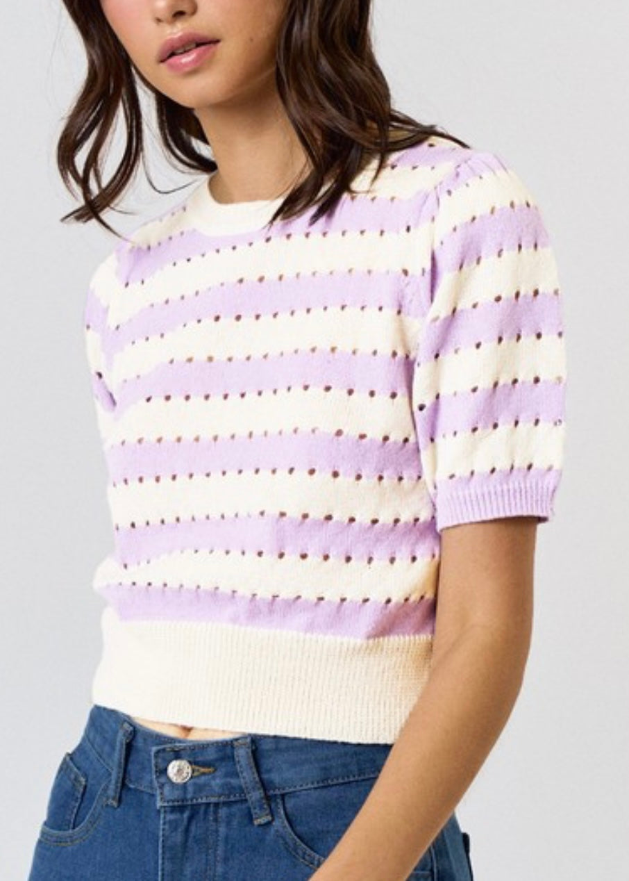Lavender Stripe Sweater Top