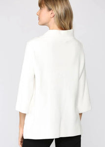 Cream Mock Neck Bell Sleeve Sweater