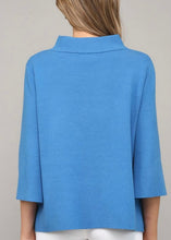 Load image into Gallery viewer, French Blue Mock Neck Bell Sleeve Sweater
