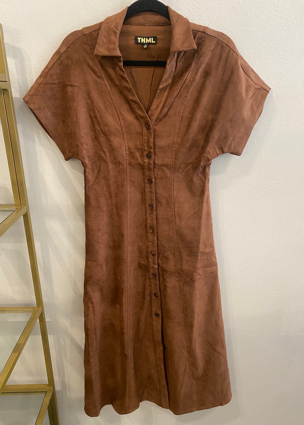 Short Sleeve Suede Maxi Dress