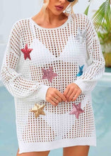 Load image into Gallery viewer, Crochet Sequin Star Split Coverup
