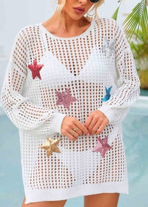 Crochet Sequin Star Split Coverup