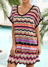 Load image into Gallery viewer, Black Crochet Color Block Coverup
