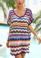Load image into Gallery viewer, Blue Crochet Color Block Coverup
