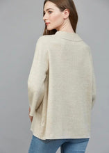 Load image into Gallery viewer, Cream/Gold Metallic Mock Neck Bell Sleeve Sweater
